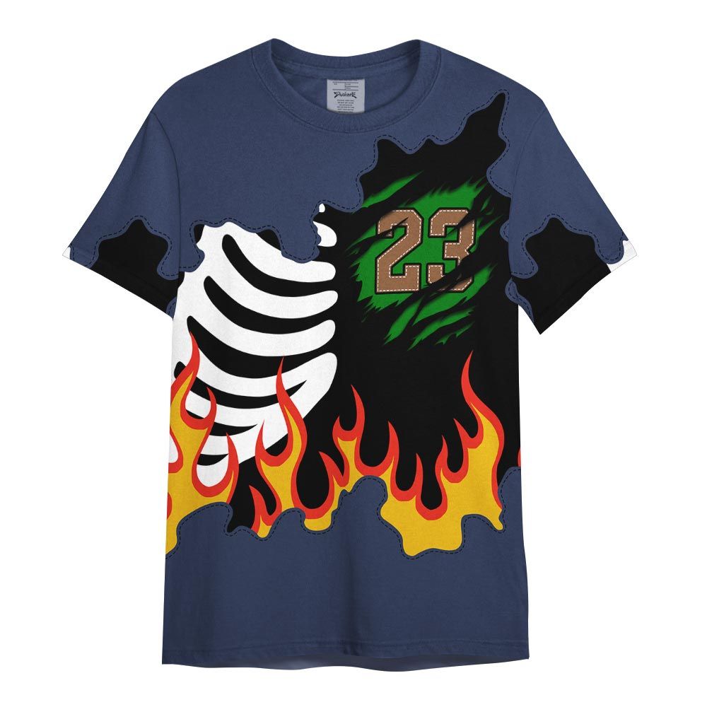 Shirt To Match Midnight Navy 13s - Burning Skeleton 23 G.O.A.T Shirt Outfit