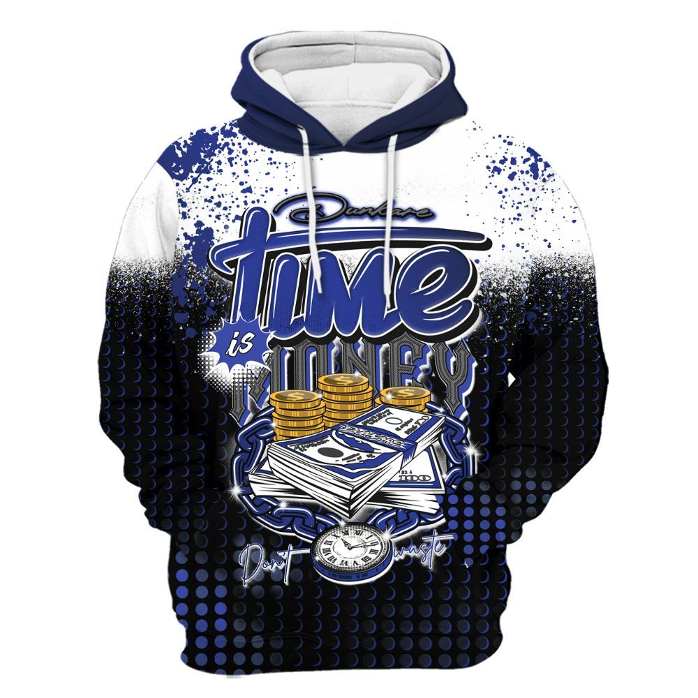 Hoodie To Match Air Max Plus Black Racer Blue - Halftone Time Is Money All Over Print
