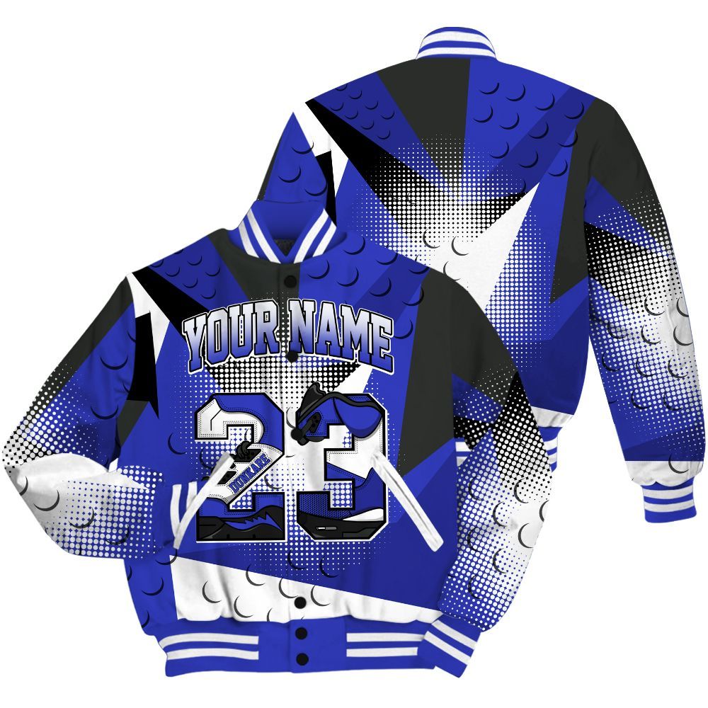 Varsity Jacket To Match Retro Black Concord 12s Shirt, Poly Custom Name Number 23 5s All Over Print