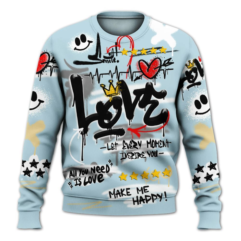 Sweatshirt To Match Low Year Of The Snake 11s - Happy Love Beats Graffiti Streetwear All Over Print