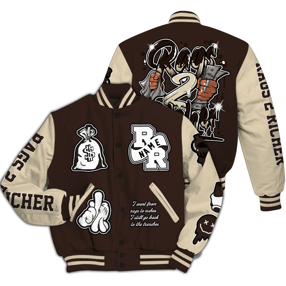 Varsity Jacket To Match 2025 Retro Earth 5s - Rag 2 Rich Graphic Custom Name All Over Print