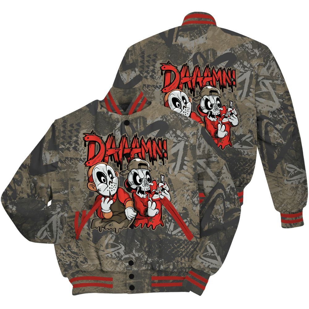Varsity Jacket To Match Olive 9s Shirt - Damn Shoe Graphic Heart Grunge All Over Print