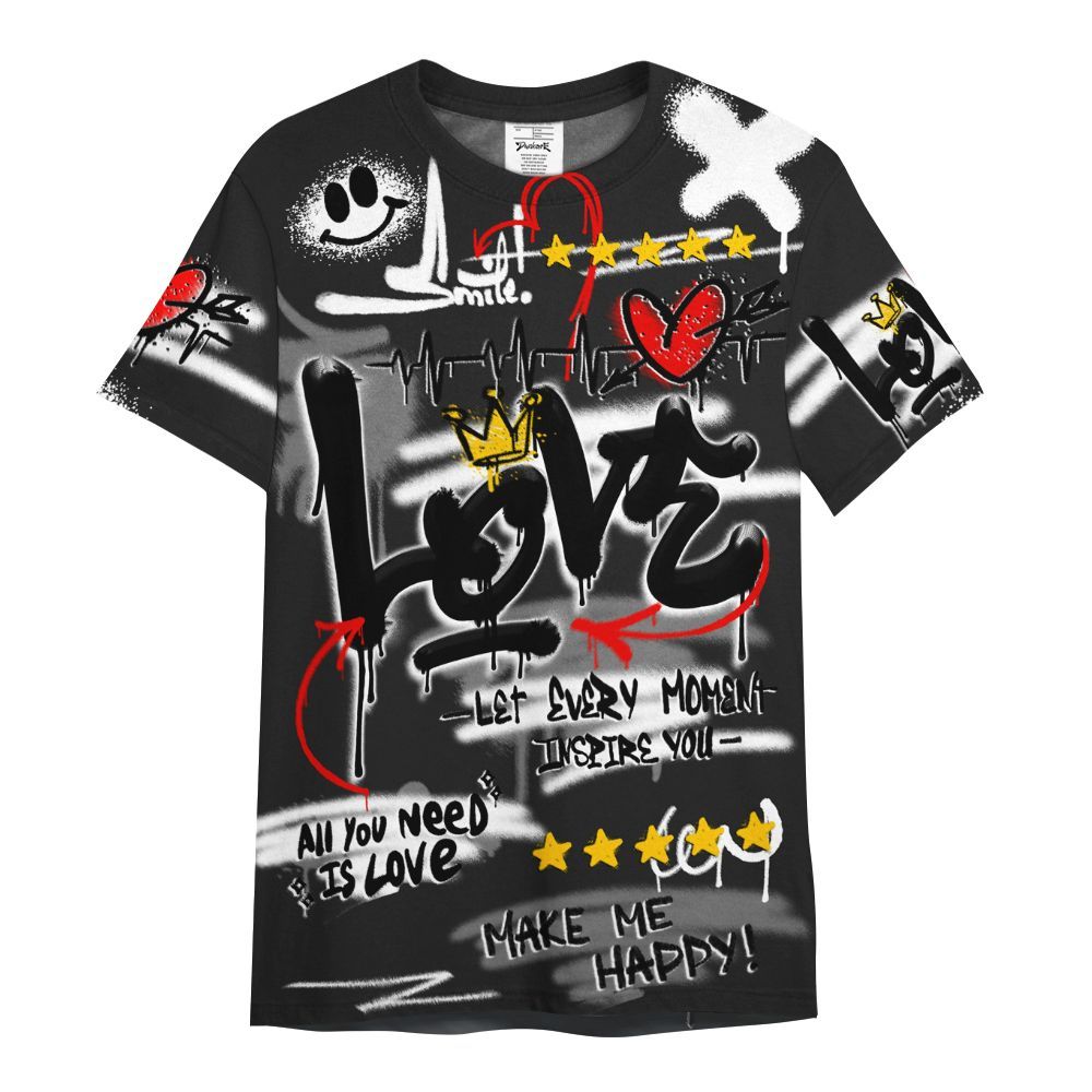 Shirt To Match Baroque Brown 12s - Happy Love Beats Graffiti Streetwear All Over Print