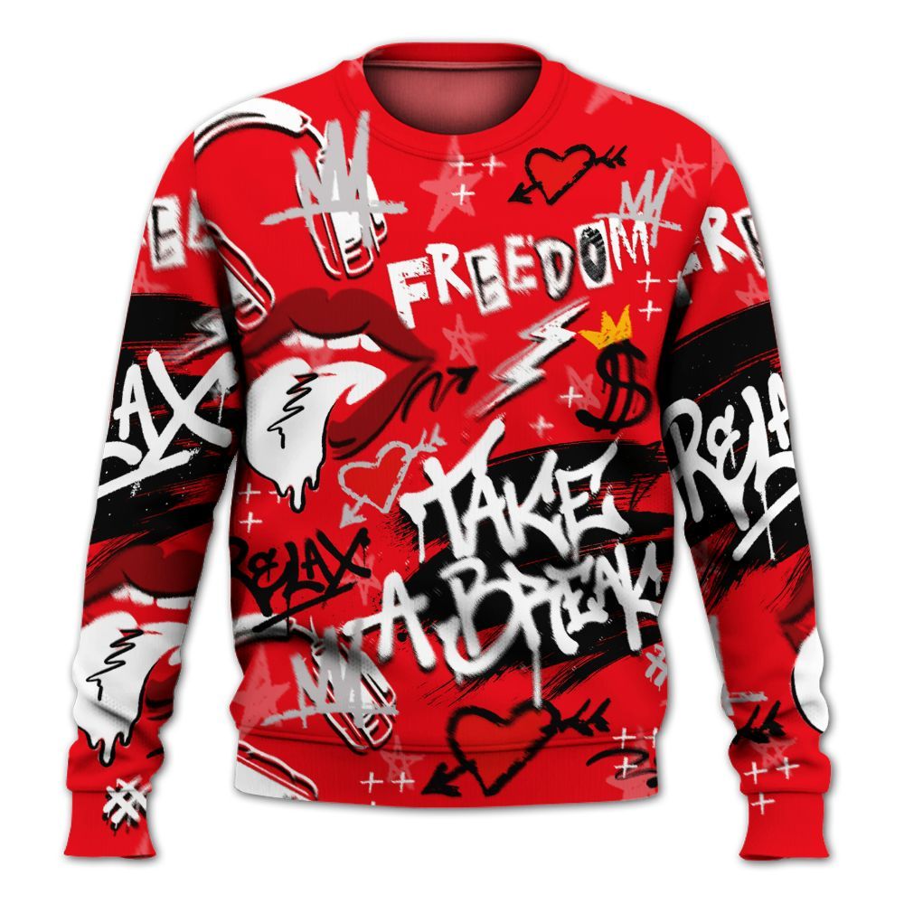 Sweatshirt To Match Air Max 1 Low Poly - Take Break Freedom Graffiti Streetwear All Over Print