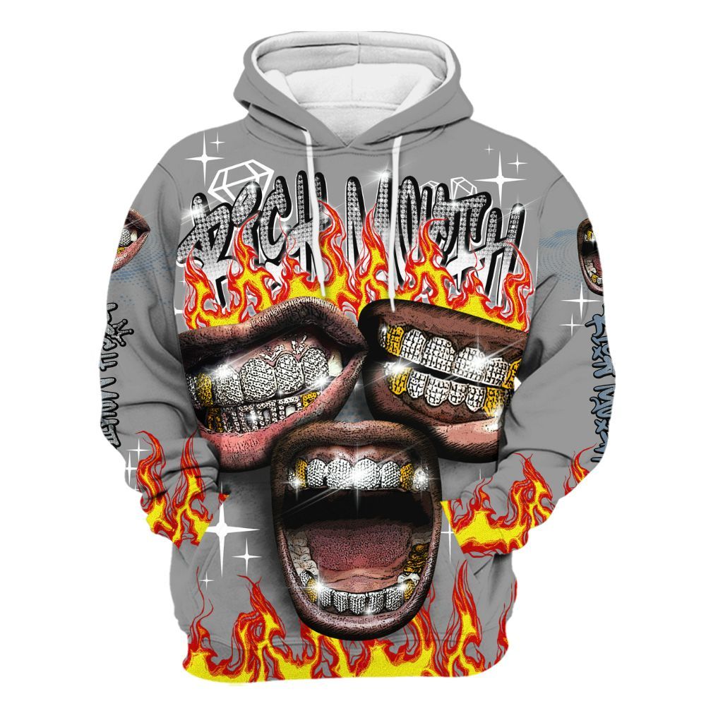 Hoodie To Match Black Chrome 6s - Rich Mouth Fire Rap Retro 90s All Over Print