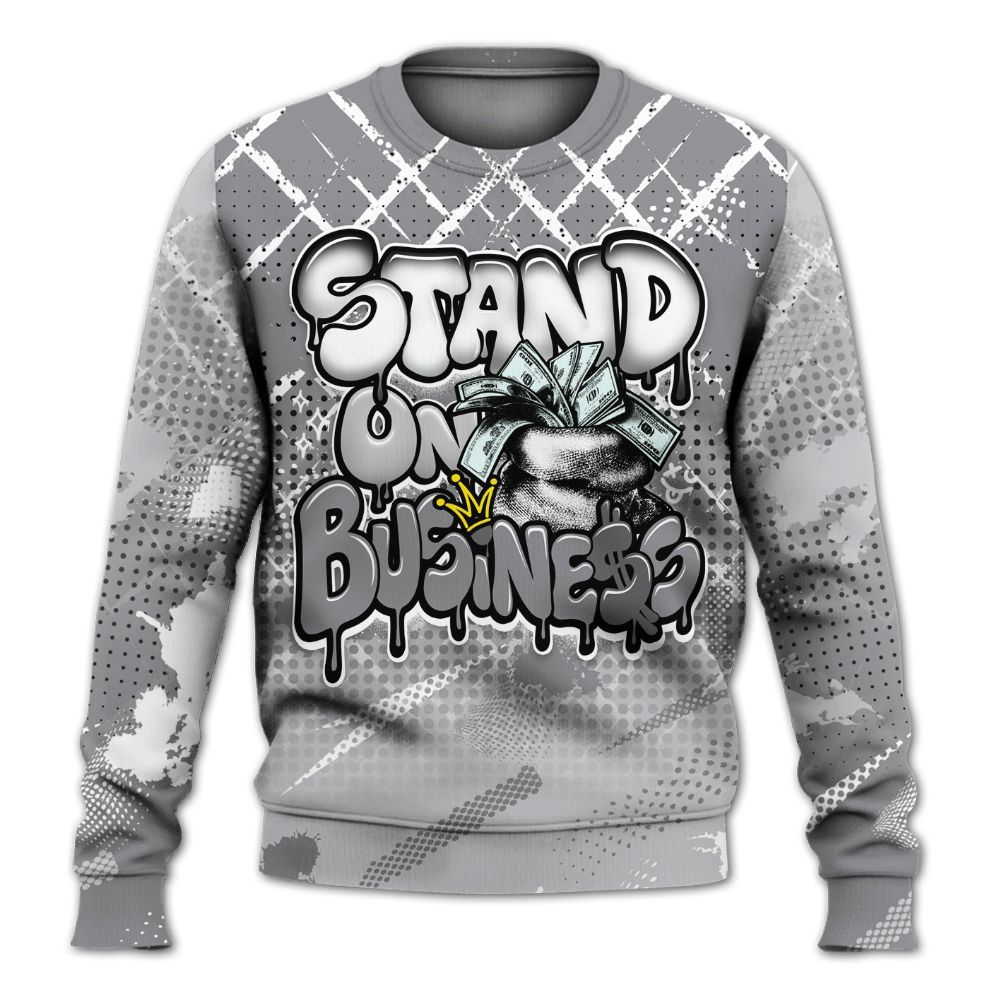 Sweatshirt To Match Retro Wolf Grey 5s - Halftone Stand Business Dripping All Over Print
