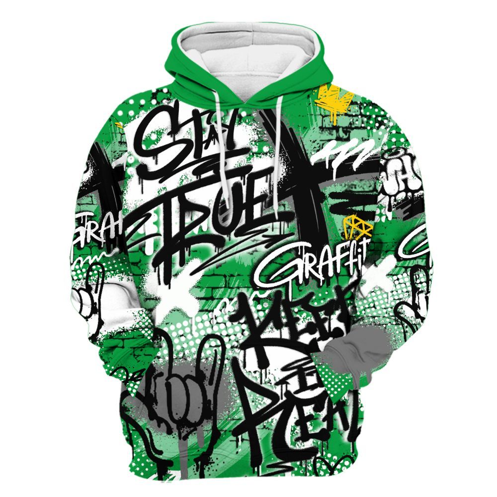 Hoodie To Match Low Lucky Green 1s - True It Real Graffiti Streetwear All Over Print