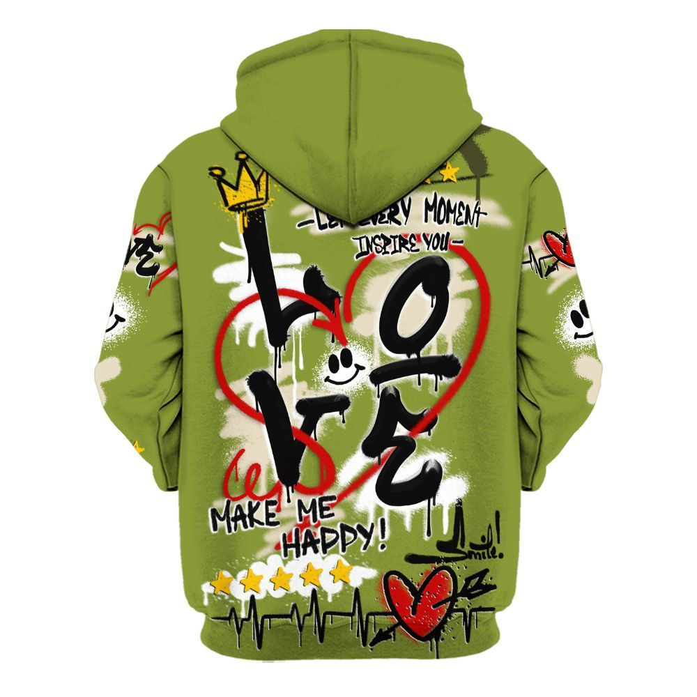 Hoodie To Match SB Dunk Low Asparagus - Happy Love Beats Graffiti Streetwear All Over Print