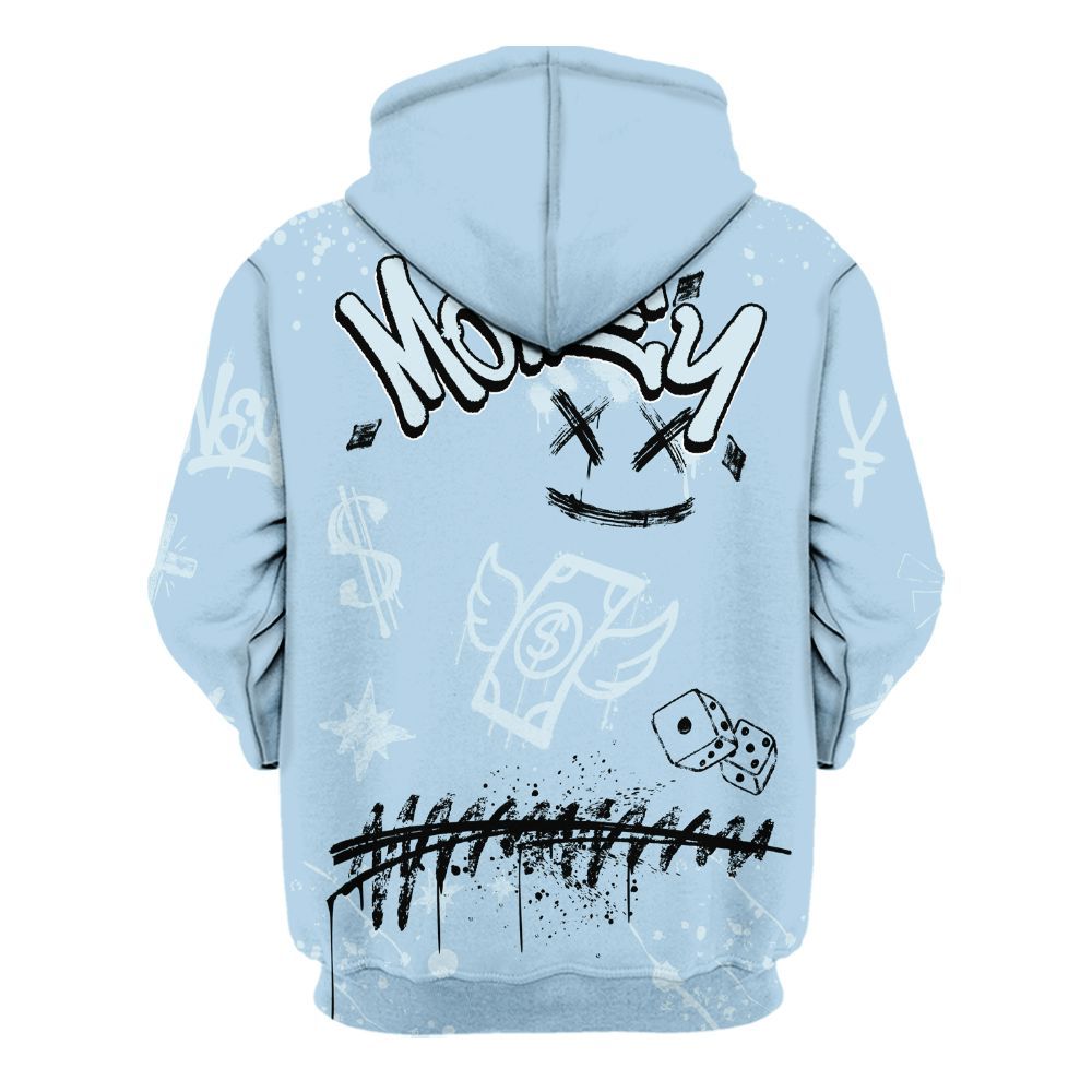 Hoodie To Match Foamposite One Psychic Blue - Paid In Full Crayon All Over Print