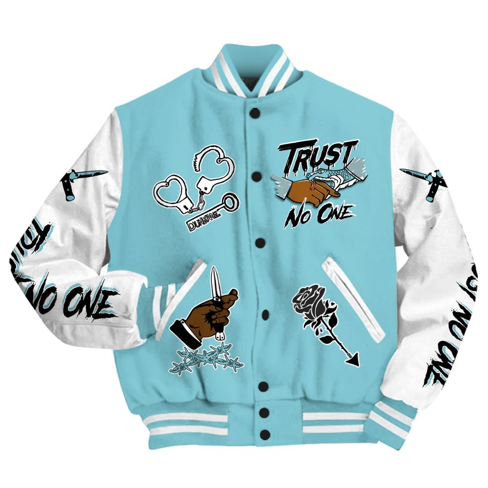 Varsity Jacket To Match Low Legend Blue 11s - Trust No One Dripping All Over Print