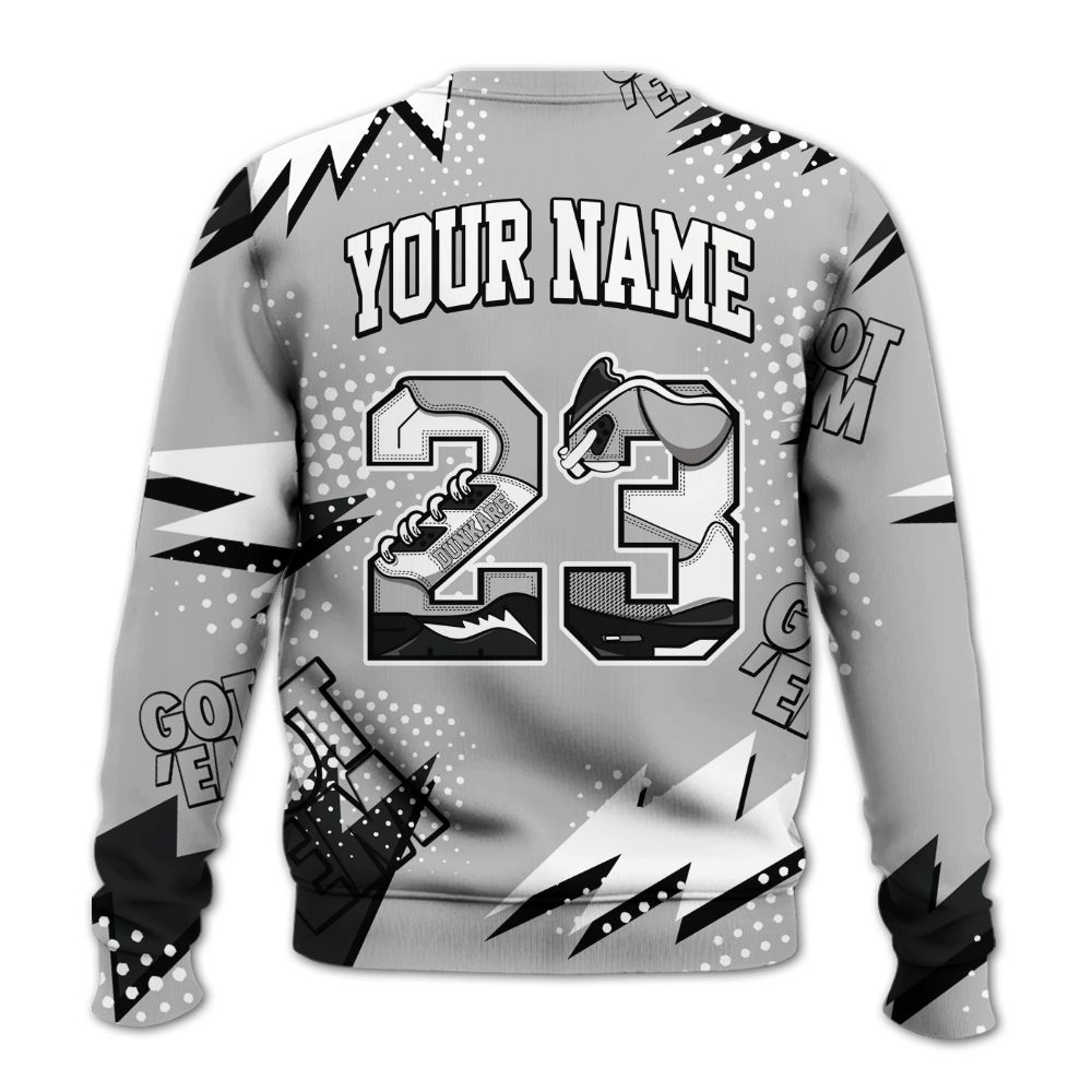 Sweatshirt To Match Low 85 Metallic Black 1s - Custom Name Number 23 5s All Over Print