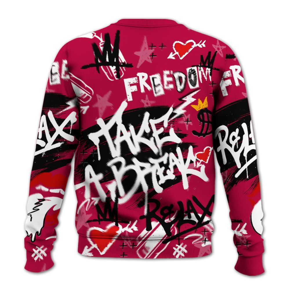 Sweatshirt To Match Retro Chicago 2s - Take Break Freedom Graffiti Streetwear All Over Print