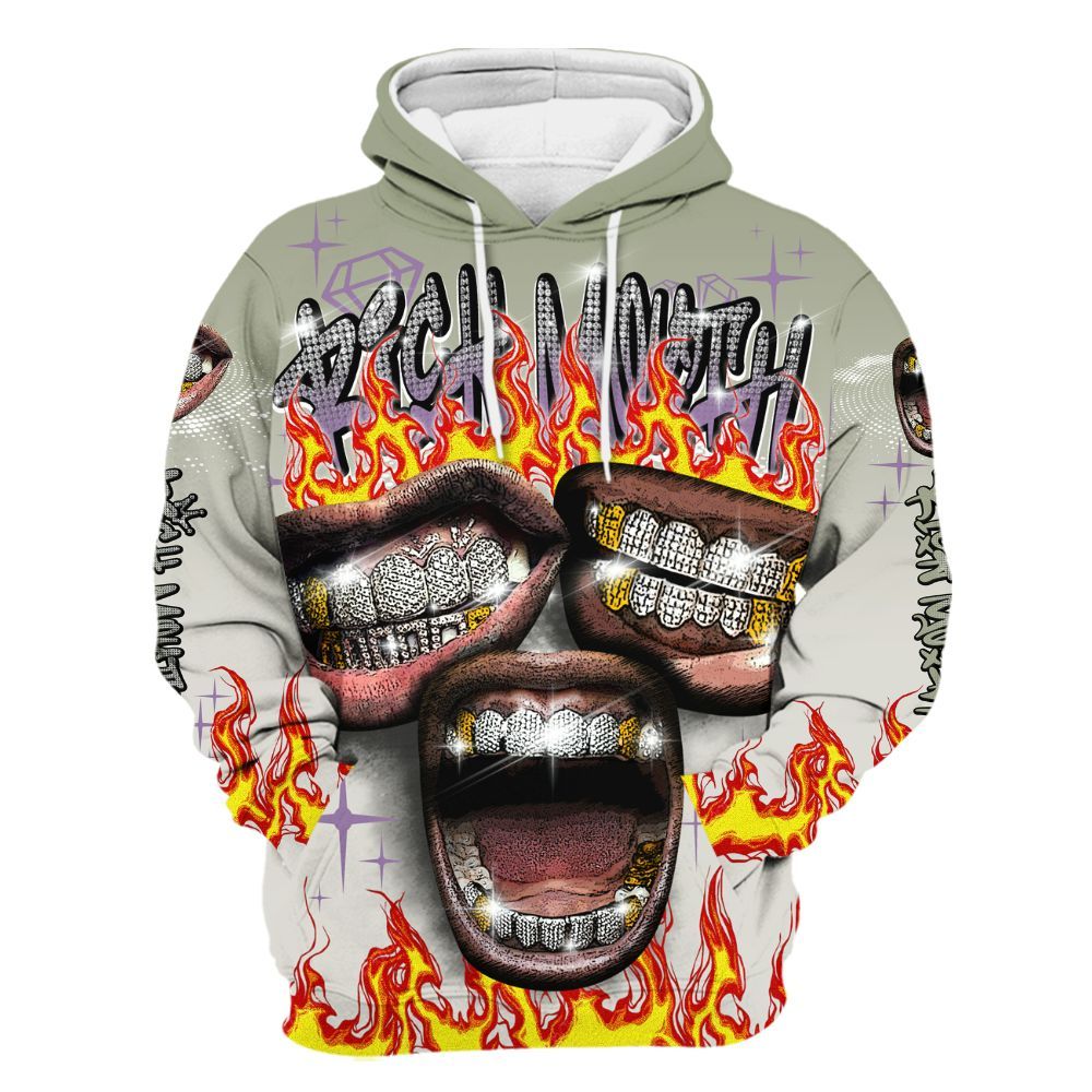 Hoodie To Match Dunk Low Floral Swoosh 2025 - Rich Mouth Fire Rap Retro 90s All Over Print