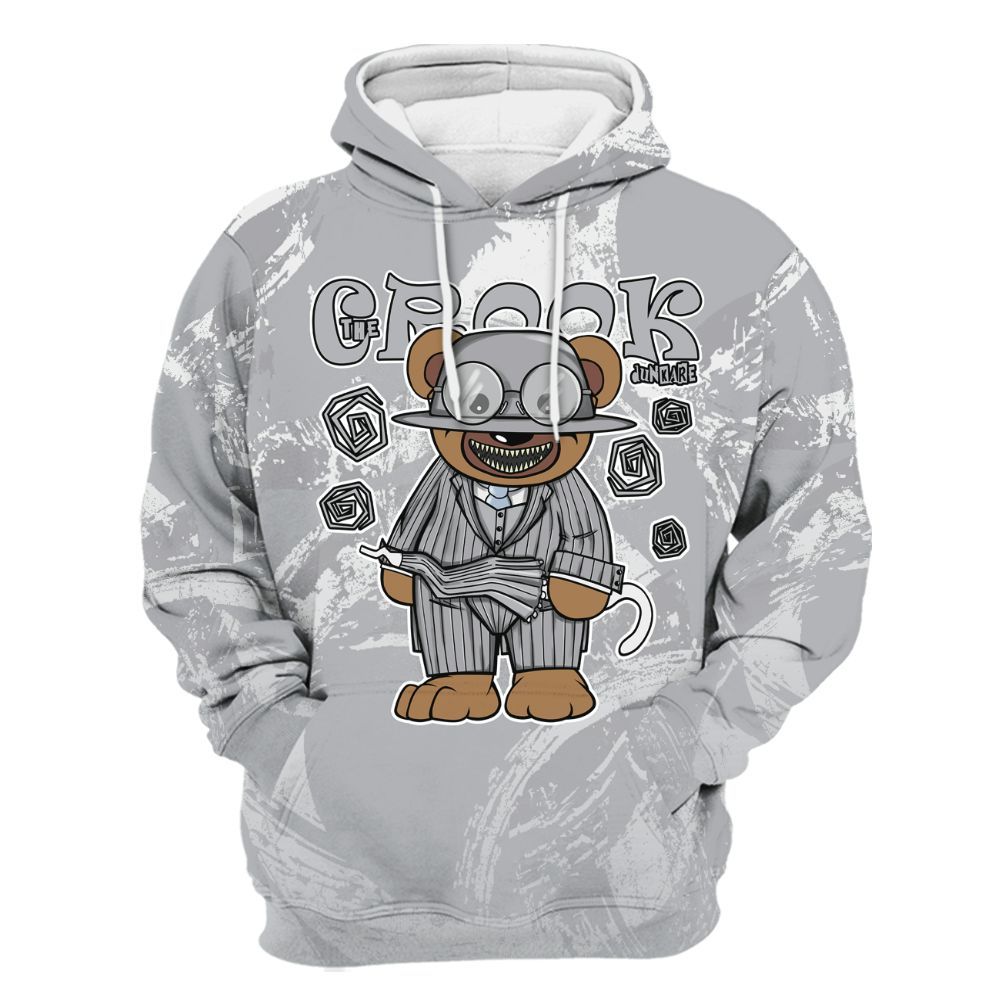 Hoodie To Match Low OG Wolf Grey 1s - Swindler Bear Circle Slpash All Over Print