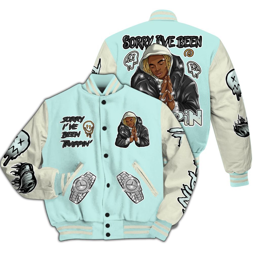 Varsity Jacket To Match Pure Platinum 4s - Trappin' Unique All Over Print