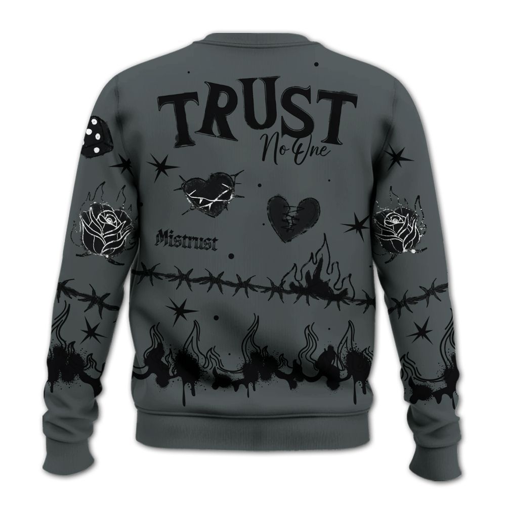 Sweatshirt To Match Black RM Nigel Sylvester 4s - Trust No One Snake-Bite Doodle Crayon All Over Print