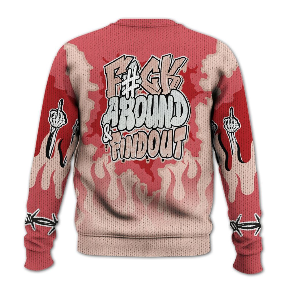 Sweater To Match Washed Coral 2s Shirt - F Around Find Out Graphic Trapped Graphic