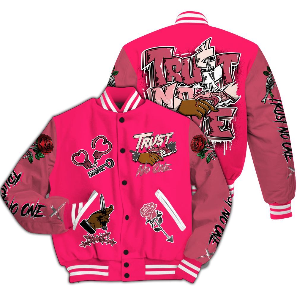 Varsity Jacket To Match A'One Hyper Pink Varsity Jacket, Trust No One Dripping All Over Print