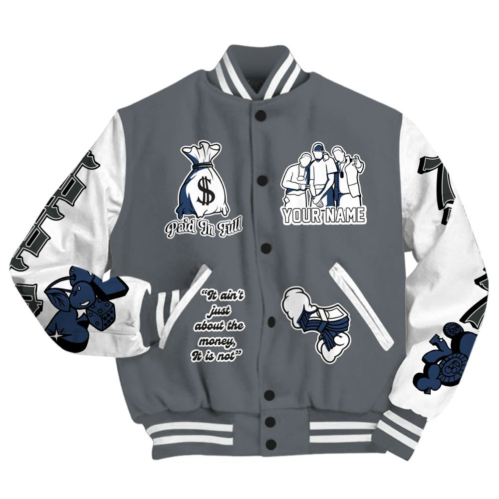 Varsity Jacket To Match Flint Grey 9s - Paid In Full Baseball Varsity Jacket Custom Name All Over Print