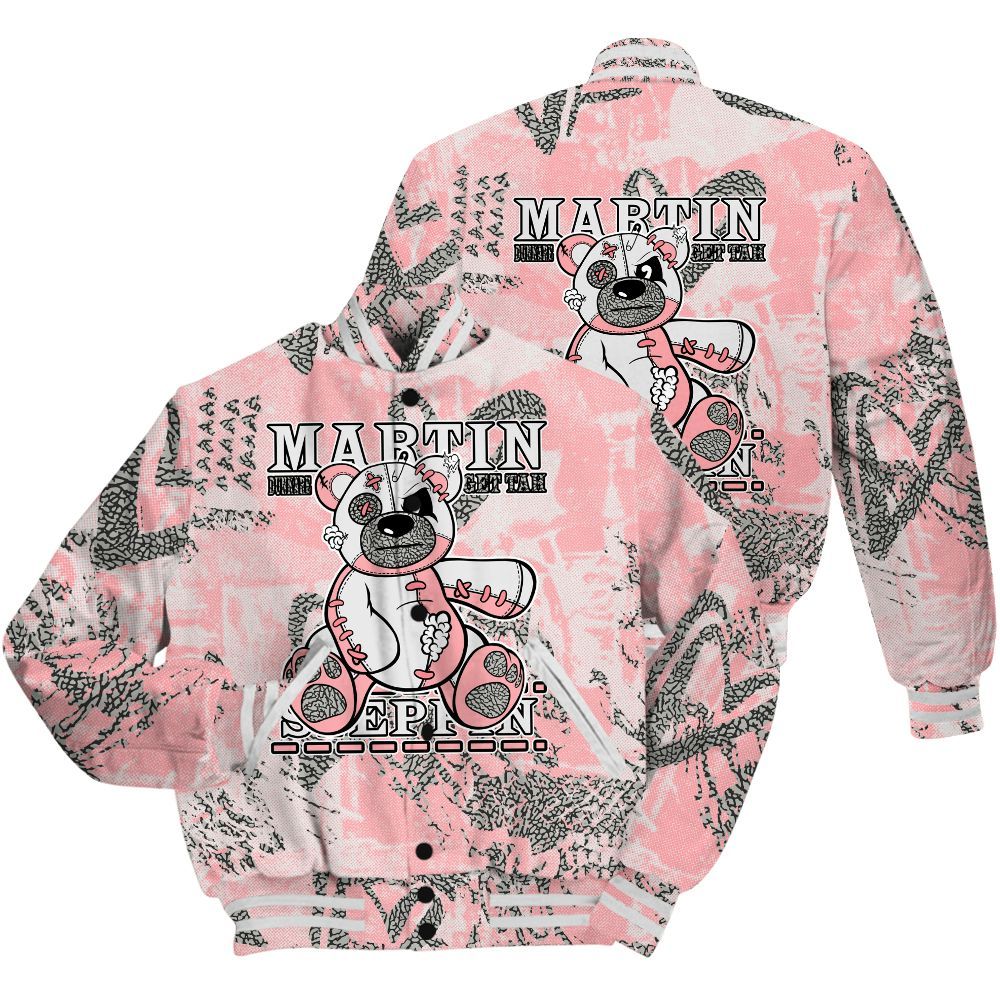 Varsity Jacket To Match Retro Wings 3s Shirt - Tah Steppin Bear Heart Grunge All Over Print
