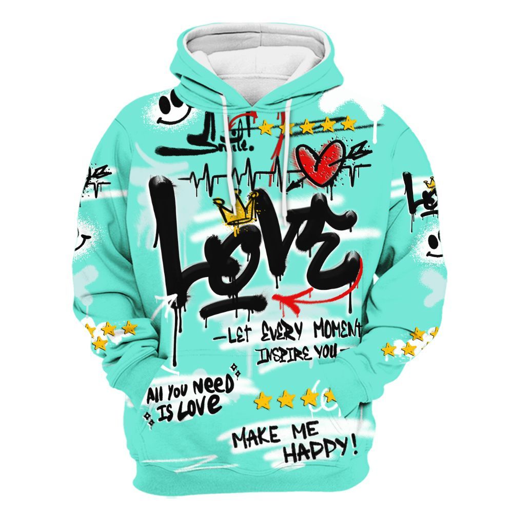Hoodie To Match Retro Low Igloo 11s - Happy Love Beats Graffiti All Over Print
