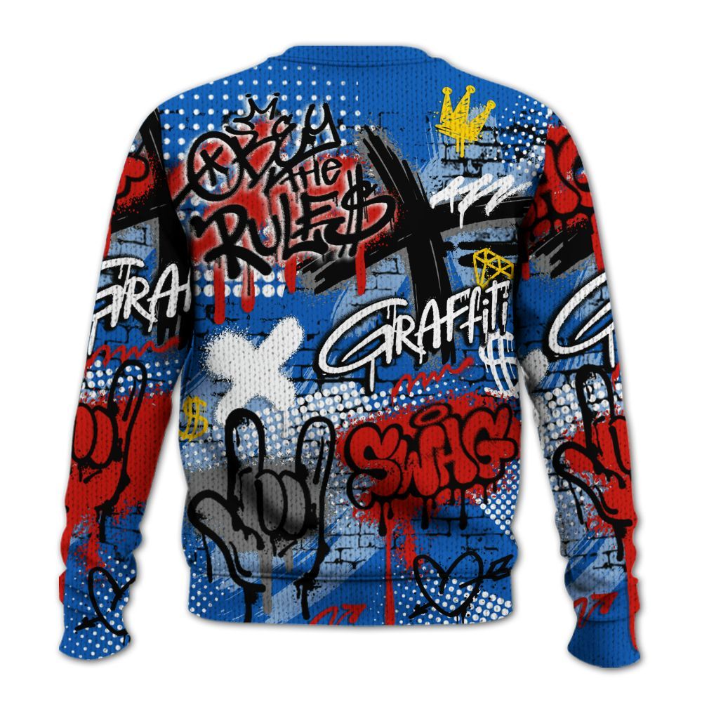 Knitted Sweater To Match Kobe 6 Game Royal - True It Real Graffiti Streetwear
