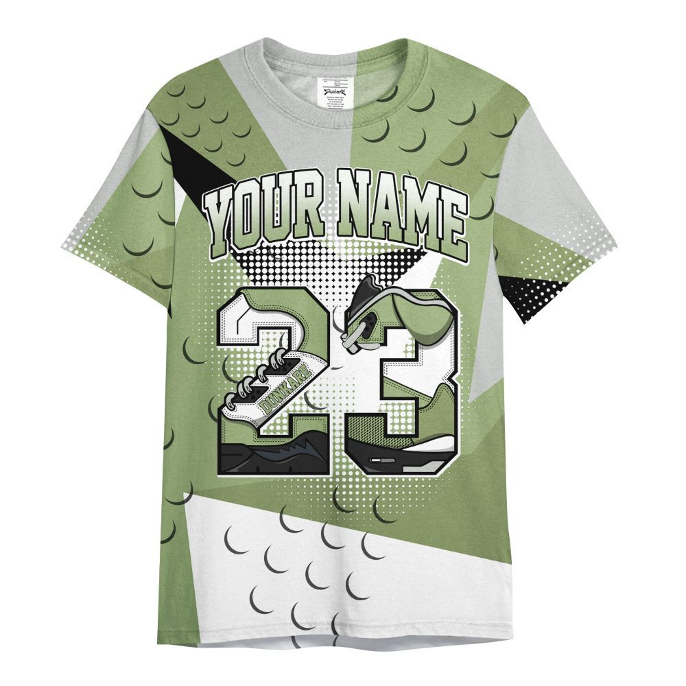 Shirt To Match Oil Green 4s - Poly Custom Name Number 23 5s All Over Print