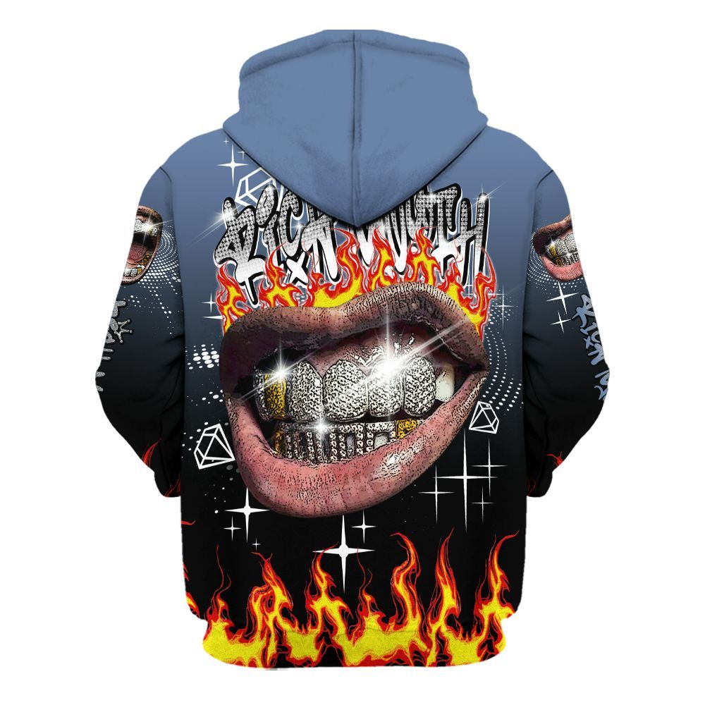 Hoodie To Match Mid Space Jam 1s - Rich Mouth Fire Rap Retro 90s All Over Print
