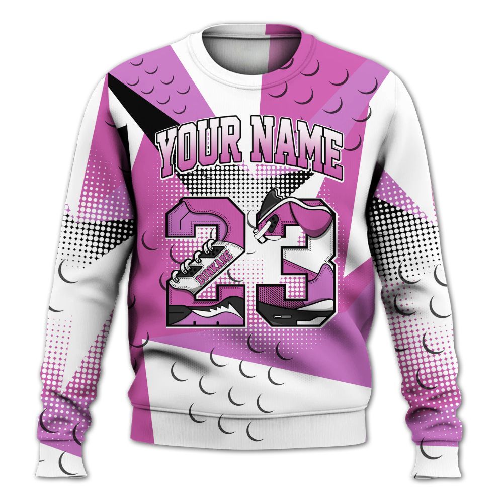 Sweatshirt To Match Hyper Violet 4s - Poly Custom Name Number 23 5s All Over Print