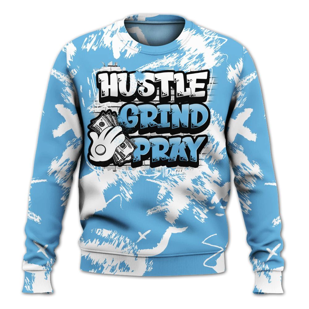 Sweatshirt To Match Melo 12s - Hustle Grind Pray Retro All Over Print
