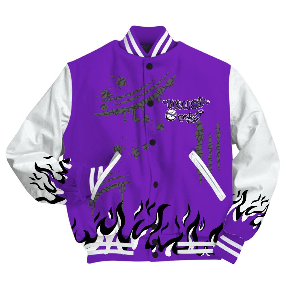 Varsity Jacket To Match Retro Dark Iris 3s - Graphic Trust No One All Over Print
