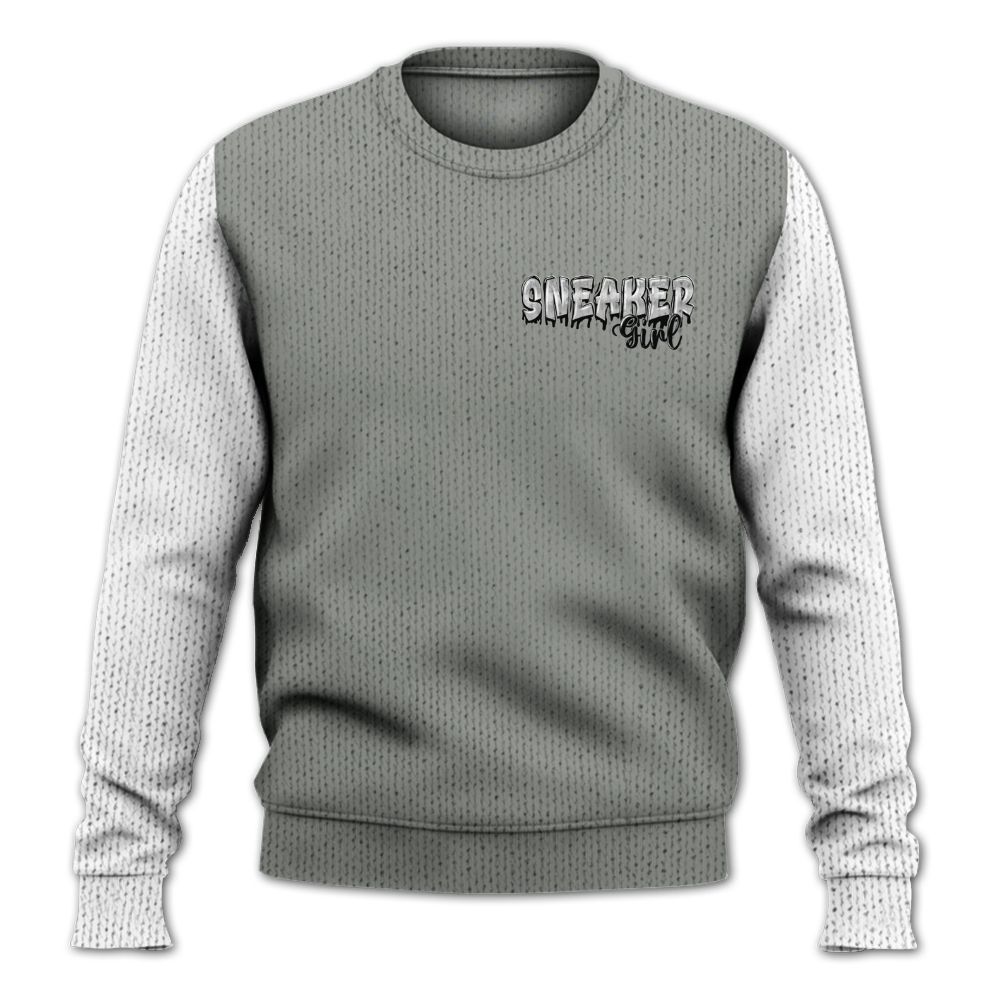 Knitted Sweater To Match Paris Cement Grey 4s, Custom Name Sneaker Girl Money