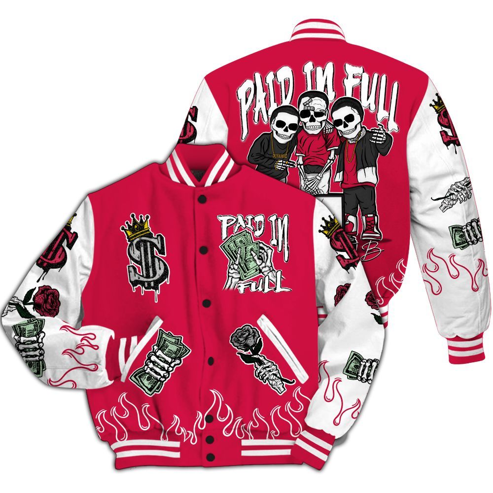 Varsity Jacket To Match Black Toe 14s - Fire Everybody Paid In All Over Print
