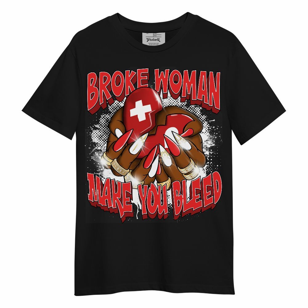 Shirt To Match Red Thunder 4s - Broke Woman Heart Retro Unisex Shirt