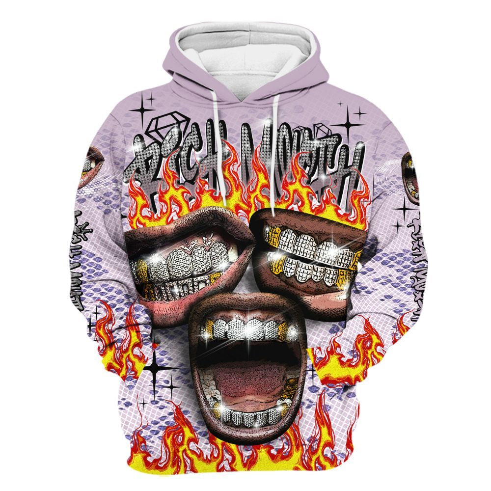 Hoodie To Match Air Force 1 Low Purple Snake - Rich Mouth Fire Rap Retro 90s All Over Print