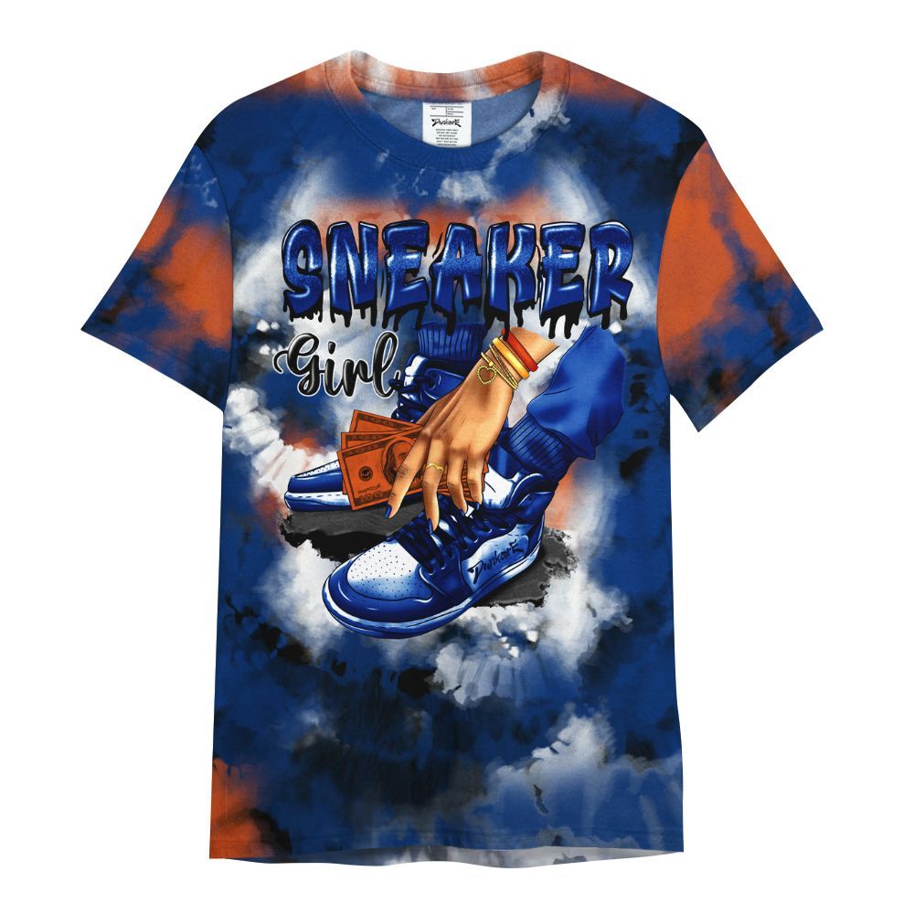 Shirt To Match Mid Knicks 1s - SNEAKER Girl Money Drip Tie Dye All Over Print
