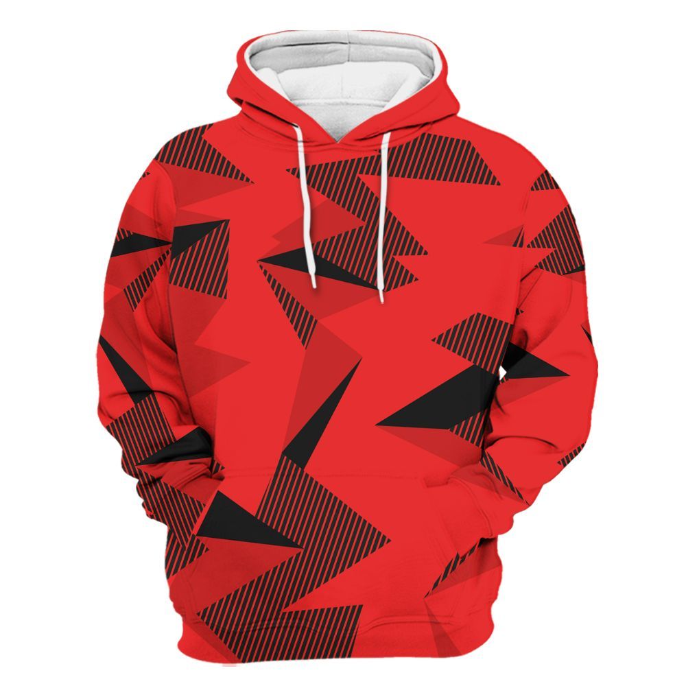 Hoodie To Match Red Thunder 4s - Geometric Camouflage Pattern All Over Print