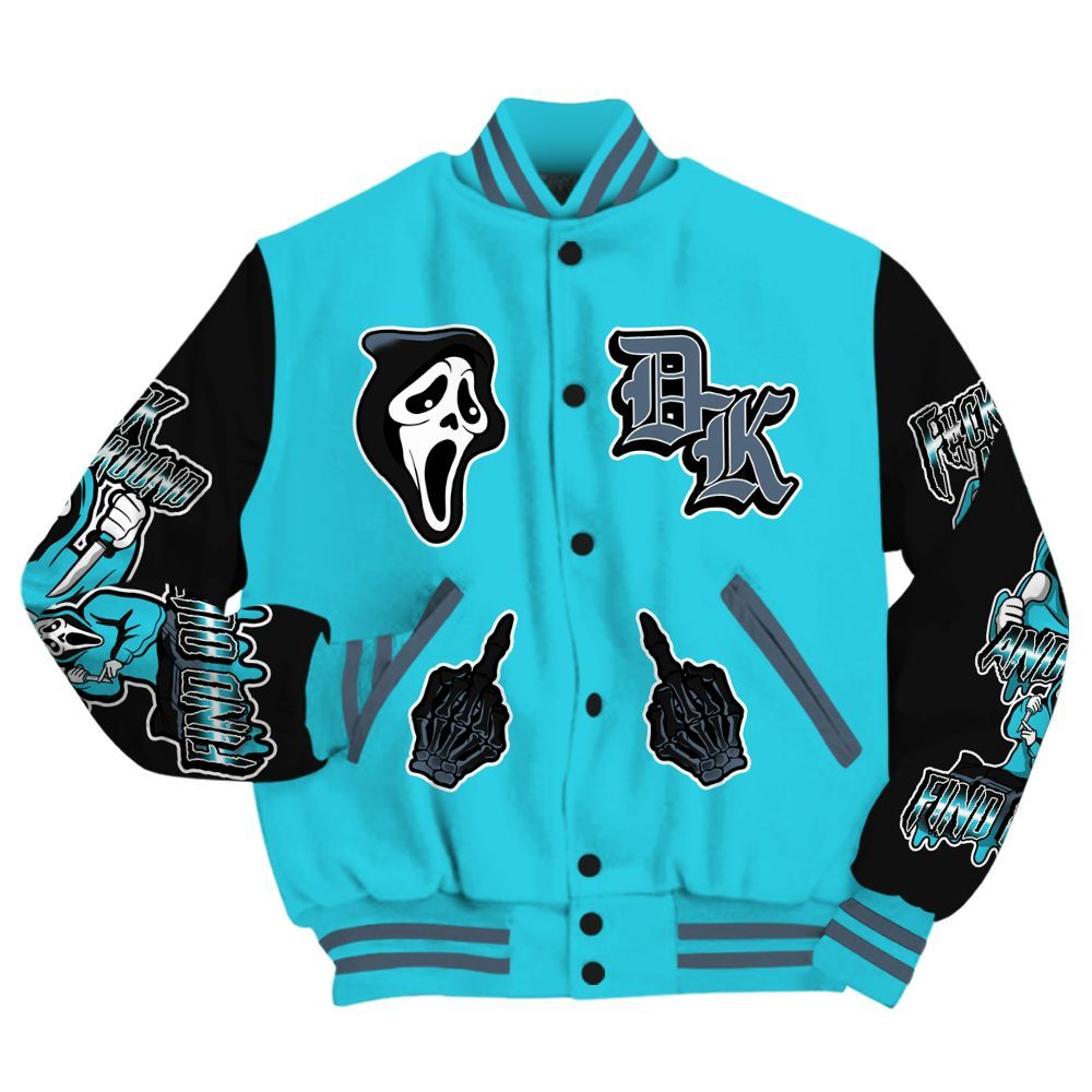 Varsity Jacket To Match Retro Gamma Blue 11s - F#CK And Find Out Graphic All Over Print