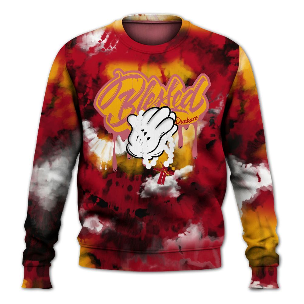 Sweatshirt To Match Cardinal 7s - God Blessed Tie Dye All Over Print