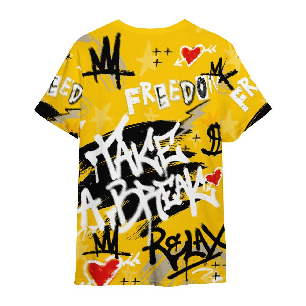 Shirt To Match Vivid Sulfur 4s - Take Break Freedom Graffiti Streetwear All Over Print