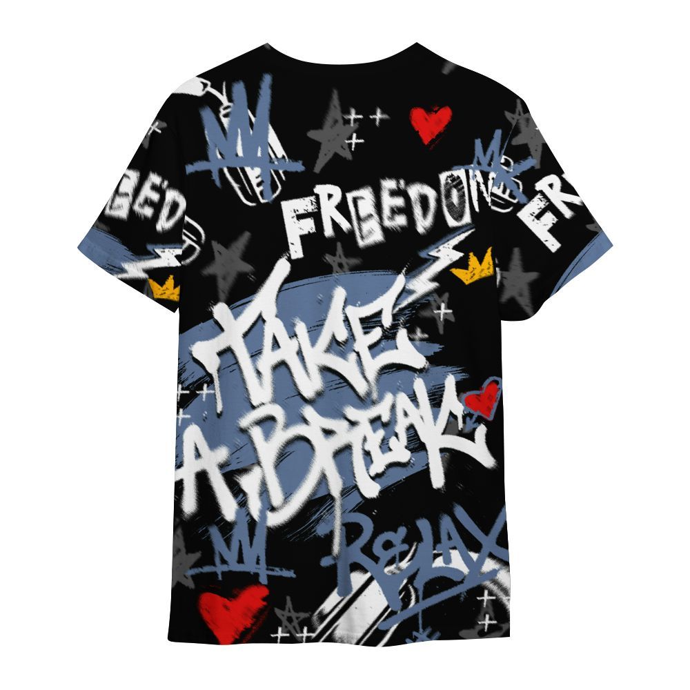 Shirt To Match Mid Space Jam 1s - Take Break Freedom Graffiti Streetwear All Over Print