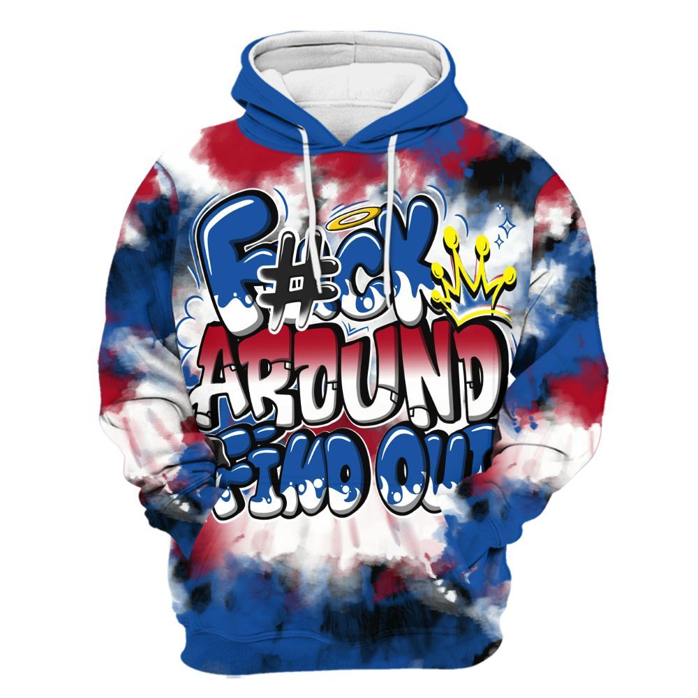Hoodie To Match Air Griffey Max Black Red Navy Blue 1s - Tie Dye FK Around Find Out All Over Print