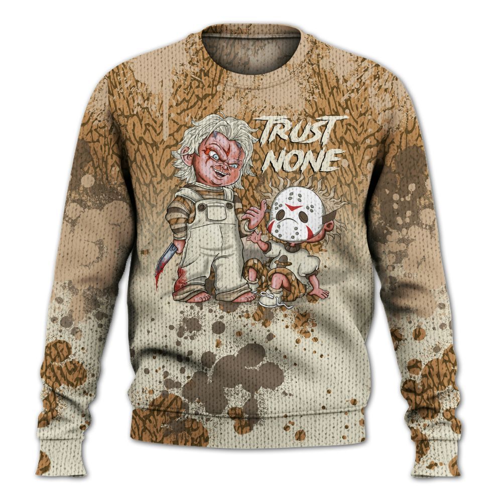 Knitted Sweater To Match Orewood Brown 3s - Trust No One Scary