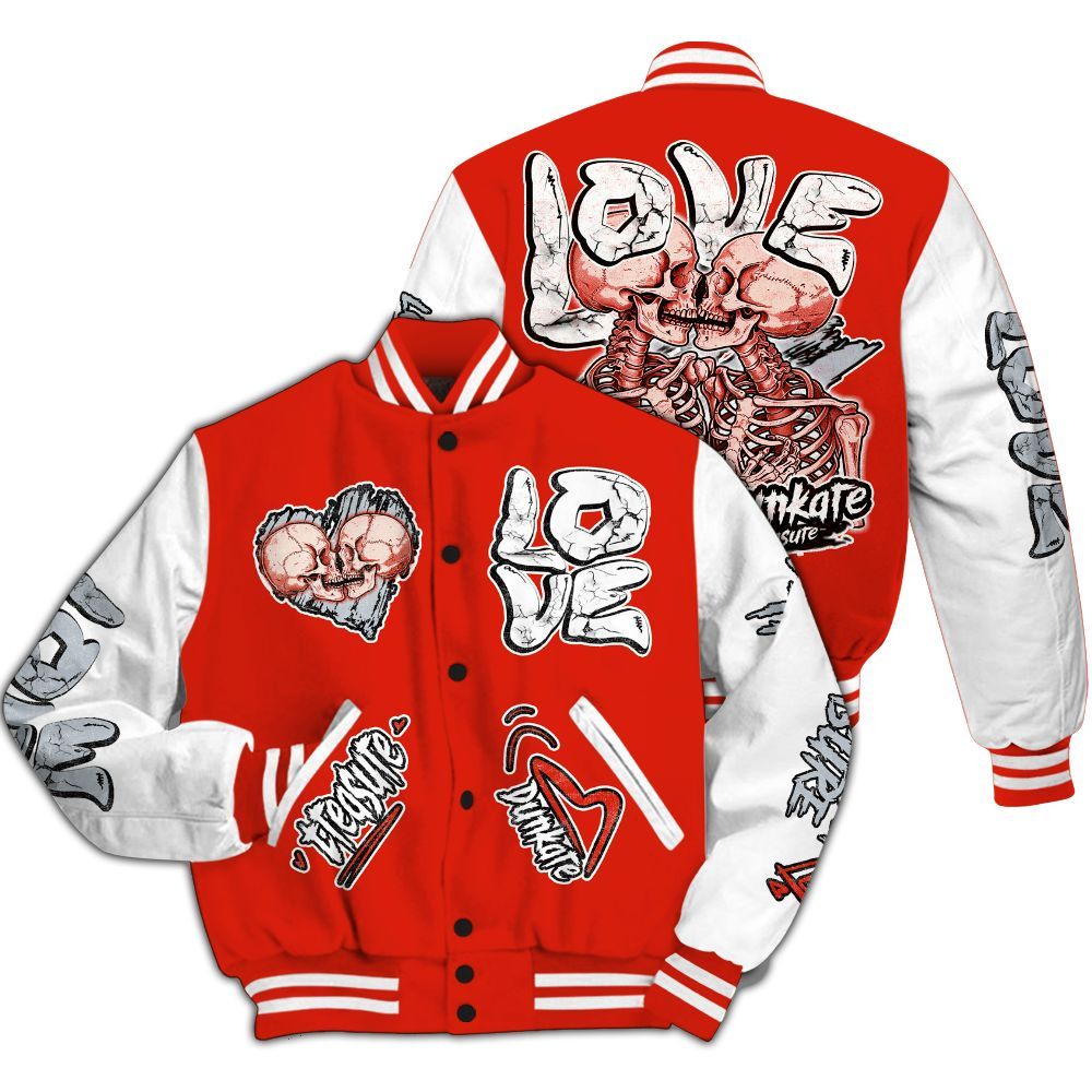 Varsity Jacket To Match Retro Cherry 11s - Skull Love All Over Print