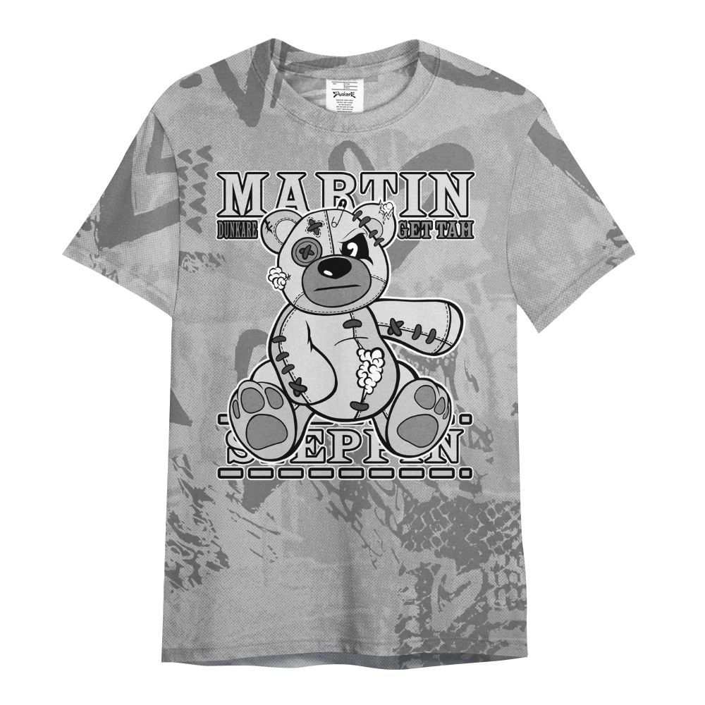 Shirt To Match Black Wolf Grey 12s - Tah Steppin Bear Heart Grunge All Over Print