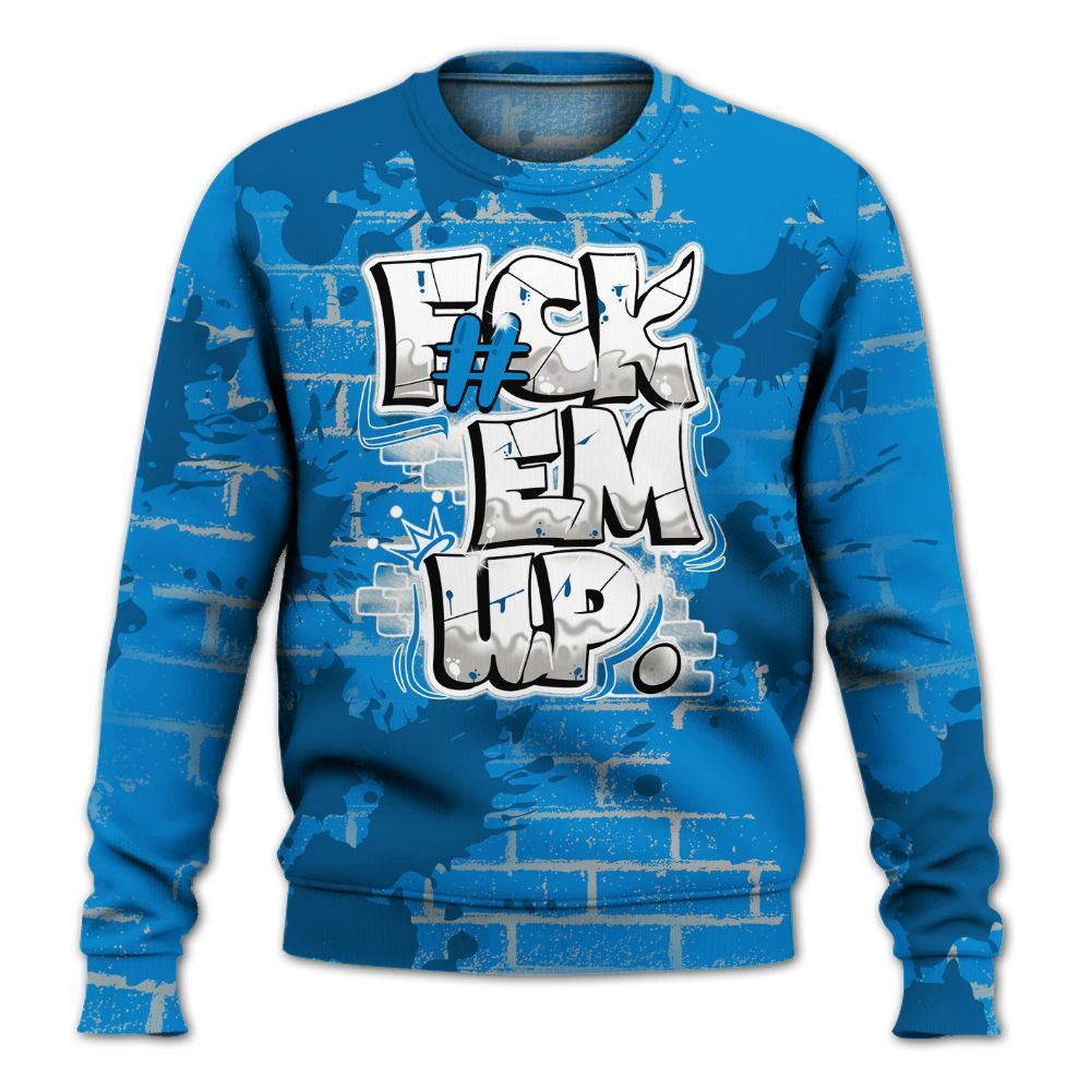 Sweatshirt To Match Military Blue 4s - F#ck Em Graphic Brick Art All Over Print