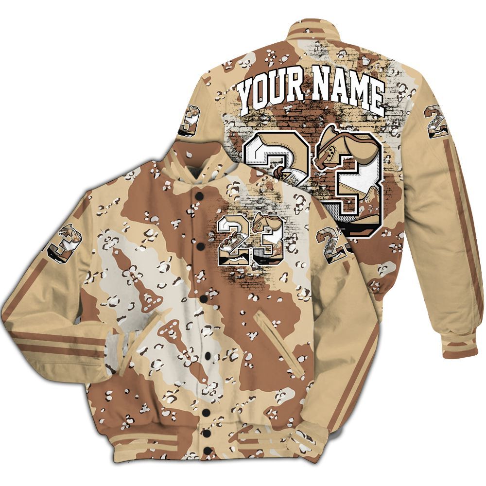Varsity Jacket To Match Desert Camo 3s - Custom Name Number 23 5s All Over Print