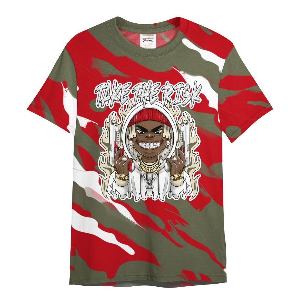 Shirt To Match Low OG Medium Olive 1s - Take The Risk Colored All Over Print