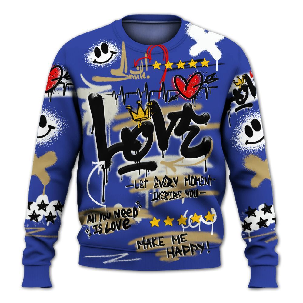 Sweatshirt To Match Air 180 Concord - Happy Love Beats Graffiti Streetwear All Over Print