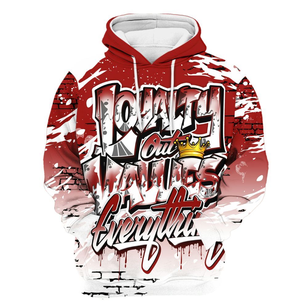 Hoodie To Match High OG Varsity Red 1s - Values Of Loyalty Drip All Over Print